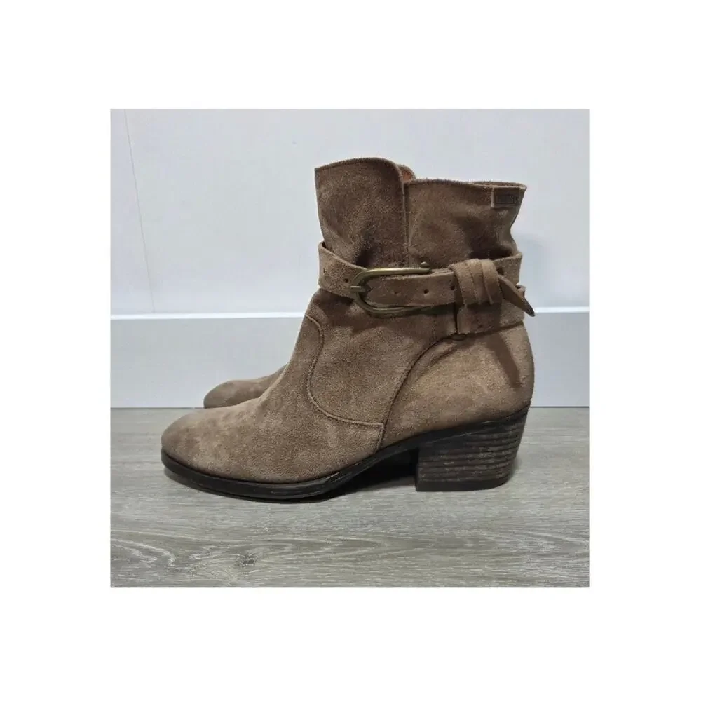 Pikolinos Baqueira Brown Leather Boho Buckle Ankle Boots Size 38 US 8